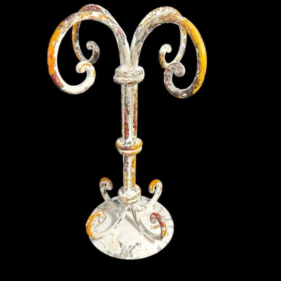 Vintage Iron Scroll Distressed Tabletop Coffee Mug Holder Shabby Chic Sturdy - Picture 1 of 8